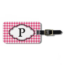 Étiquette Monogramme - Houndstooth - rose