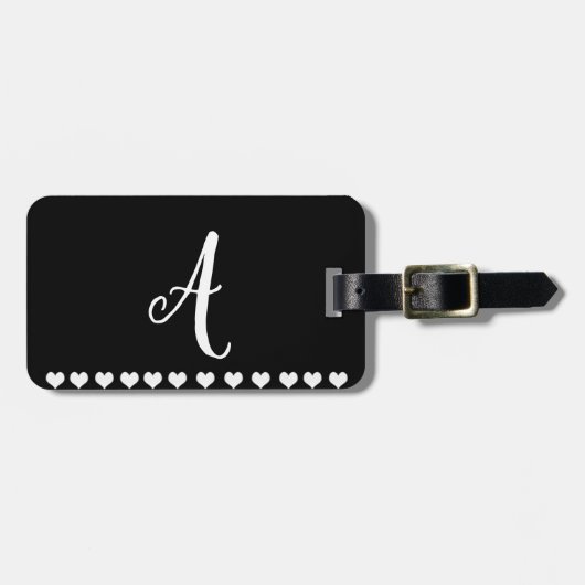 Étiquette À Bagage Étiquette Monogramme initiale des bagages (Devant horizontal)