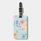 Étiquette À Bagage Étiquette Monogramme Motif Botanique (Devant Vertical)