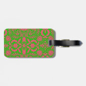 Étiquette À Bagage Étiquette Monogramme rose et vert floral (Dos horizontal)