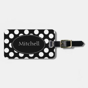 Étiquette À Bagage Étiquette noire et blanche personnalisée de bagage