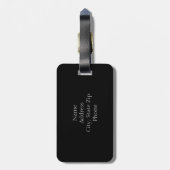 Étiquette À Bagage Étiquette noire et blanche personnalisée de bagage (Dos Vertical)