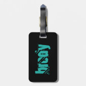 Étiquette À Bagage Étiquette noire et bleue de Brody de bagage (Dos Vertical)