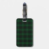 Étiquette À Bagage Étiquette noire et verte de bagage de plaid de (Dos Vertical)