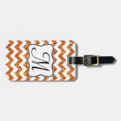 Étiquette À Bagage Étiquette orange moderne de bagage de monogramme (Devant horizontal)