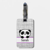 Étiquette À Bagage Étiquette pourpre mignonne de bagage d'ours panda (Dos Vertical)