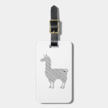 Étiquette rayée de bagage de lama