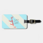 Étiquette À Bagage Étiquette rayée de bagage de voyage de fève (Devant horizontal)