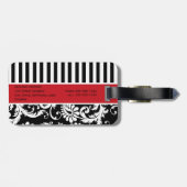 Étiquette À Bagage Étiquette rayée noire, blanche, rouge de bagage de (Dos horizontal)