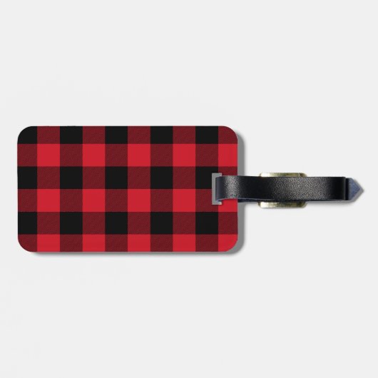 Étiquette À Bagage Étiquette Red Buffalo Plaid Christmas Stocker Nom (Dos horizontal)