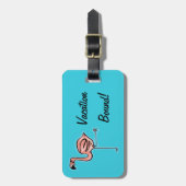 Étiquette À Bagage Étiquette rose de bagage de vacances de Flamant (Devant Vertical)