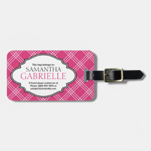 Étiquette À Bagage Étiquette rose lumineuse Girly de bagage de dames