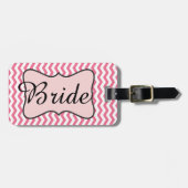 Étiquette À Bagage Étiquette rose personnalisée de bagage de zigzag (Devant horizontal)