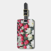 Étiquette À Bagage Étiquette rouge et blanche de bagage de tulipes (Devant Vertical)