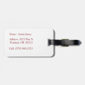 Étiquette À Bagage Étiquette rouge et blanche de bagage de tulipes (Dos horizontal)