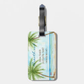 Étiquette À Bagage Étiquette tropicale de bagage de paumes (Dos Vertical)