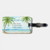 Étiquette À Bagage Étiquette tropicale de bagage de paumes (Dos horizontal)