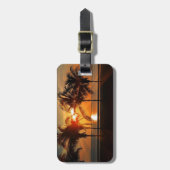 Étiquette À Bagage Étiquette tropicale de bagage de plage de coucher (Devant Vertical)