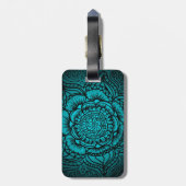 Étiquette À Bagage Étiquette turquoise de bagage de mandala (Dos Vertical)