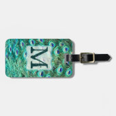 Étiquette À Bagage Étiquette turquoise de bagage de monogramme de Tur (Devant horizontal)