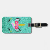 Étiquette À Bagage Étiquette turquoise personnalisée de bagage de (Devant horizontal)