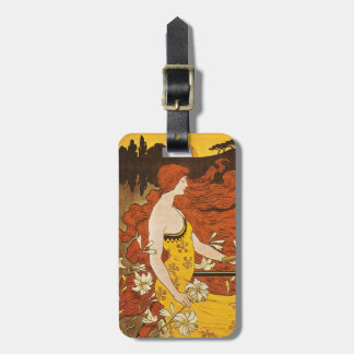 Étiquette À Bagage Étiquette vintage de bagage de femme de bicyclette