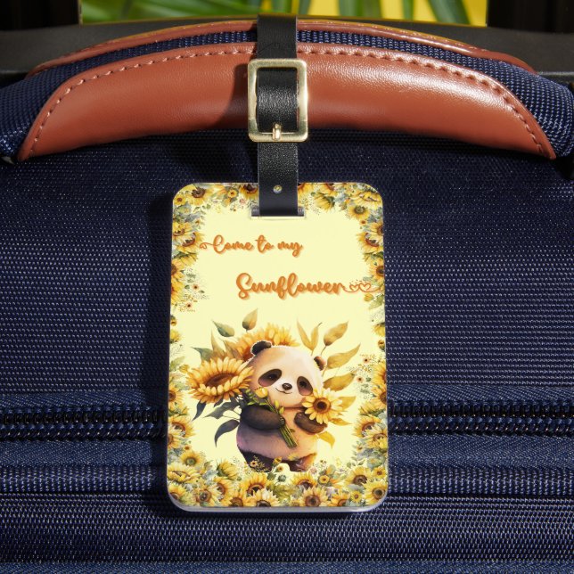 Étiquette À Bagage Etiquettes à bagages | Panda mignonne tenant des t (Front Insitu 2)