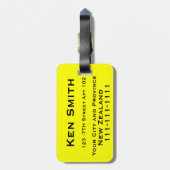 Étiquette À Bagage Étiquettes de bagage de la Nouvelle Zélande (Dos Vertical)