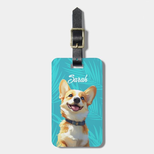 Étiquette À Bagage Étiquettes de bagages Corgi (Devant Vertical)