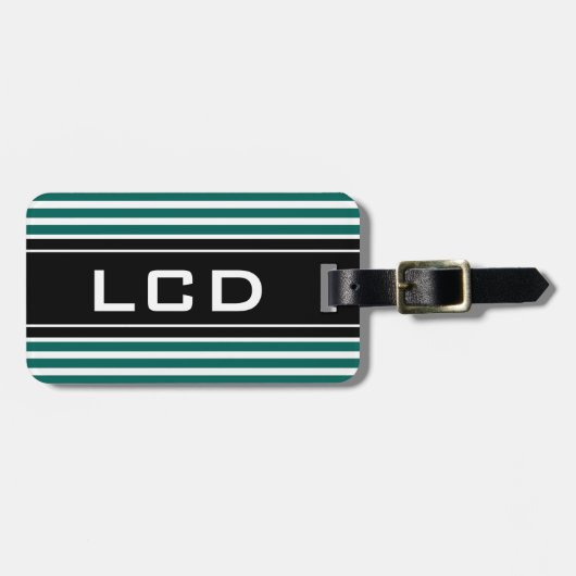 Étiquette À Bagage Étiquettes de bagages de voyage monogramme contemp (Devant horizontal)