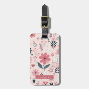 Étiquette À Bagage Étiquettes de bagages Fleurs roses mignonnes