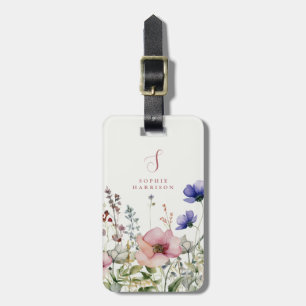 Étiquette À Bagage Étiquettes de bagages Fleurs sauvages aquarelle