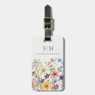 Étiquette À Bagage Étiquettes de bagages Fleurs sauvages aquarelle