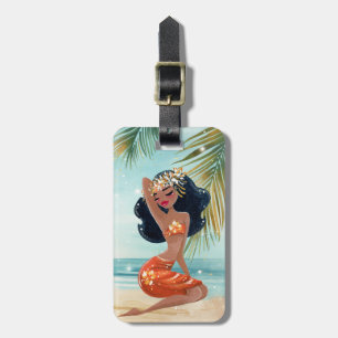 Étiquette À Bagage Étiquettes de bagages Tiki Girl Vacances Tropicale
