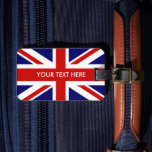Étiquette À Bagage Étiquettes faites sur commande de bagage de voyage<br><div class="desc">Étiquettes faites sur commande de bagage de voyage de drapeau britannique d'Union Jack. Accessoires patriotiques faits sur commande pour des sacs et des valises. Ajoutez votre propres texte,  citation,  nom,  monogramme,  dire fierté uniques de l'anglais etc. L'Angleterre gigaoctet de Royaume-Uni BRITANNIQUE,  Grande-Bretagne.</div>