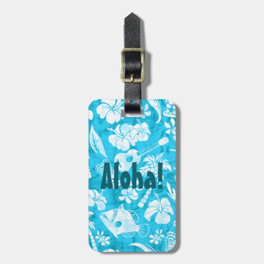 Étiquette À Bagage Étiquettes hawaïennes de bagage de batik de plage (Devant Vertical)