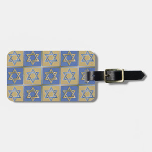 Étiquette À Bagage Étoile de David Judaica Métal Or Bleu