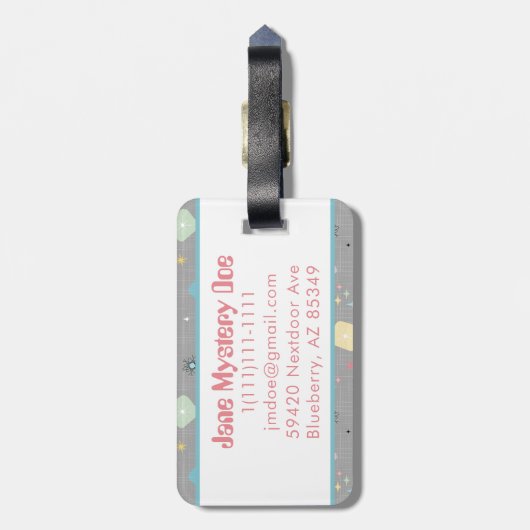 Étiquette À Bagage Étoiles atomiques rétro (Dos Vertical)