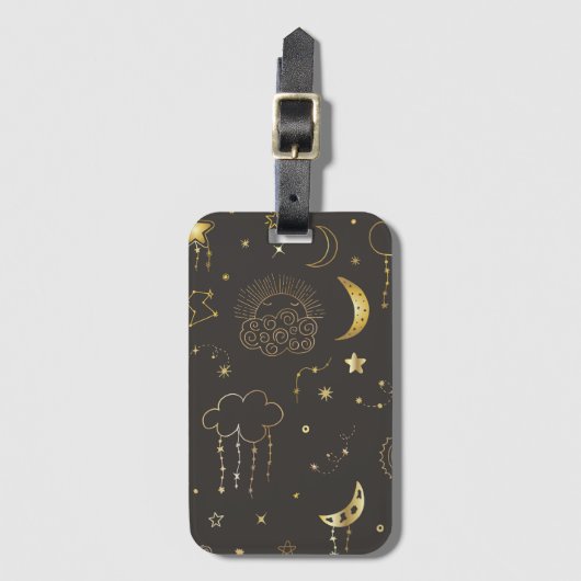 Étiquette À Bagage Étoiles Célestes, Lune et Constellations (Devant Vertical)
