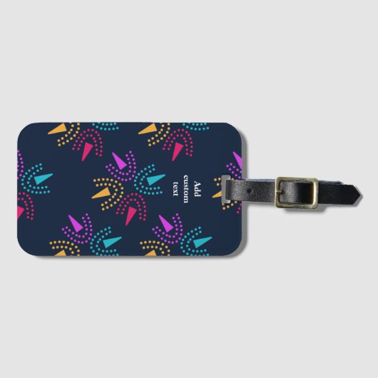 Étiquette À Bagage étoiles colorées modernes - bleu marine (Devant Horizontal)