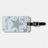 Étiquette À Bagage Étoiles d'argent brillant Personnalisées (Devant horizontal)