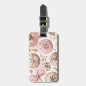 Étiquette À Bagage Étoiles de mer Dollars de sable rose (Devant Vertical)