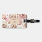 Étiquette À Bagage Étoiles de mer Dollars de sable rose (Dos horizontal)