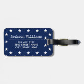 Étiquette À Bagage Étoiles et rayures Fier American rouge bleu blanc (Dos horizontal)