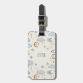 Étiquette À Bagage Étoiles, lunes et nuages fluides (Devant Vertical)