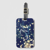 Étiquette À Bagage Étoiles mystiques Monogram Sparkle Personnalisé (Devant Vertical)
