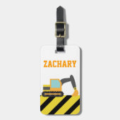 Étiquette À Bagage Excavatrice orange, véhicules de construction, (Devant Vertical)