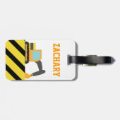 Étiquette À Bagage Excavatrice orange, véhicules de construction, (Dos horizontal)