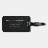 Étiquette À Bagage Executive Black Leather & Gold Metal monogrammed (Dos horizontal)