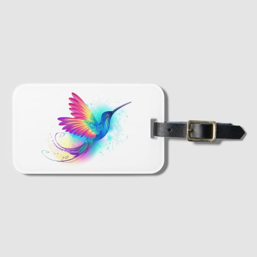 Étiquette À Bagage Exotic Rainbow Hummingbird (Devant Horizontal)